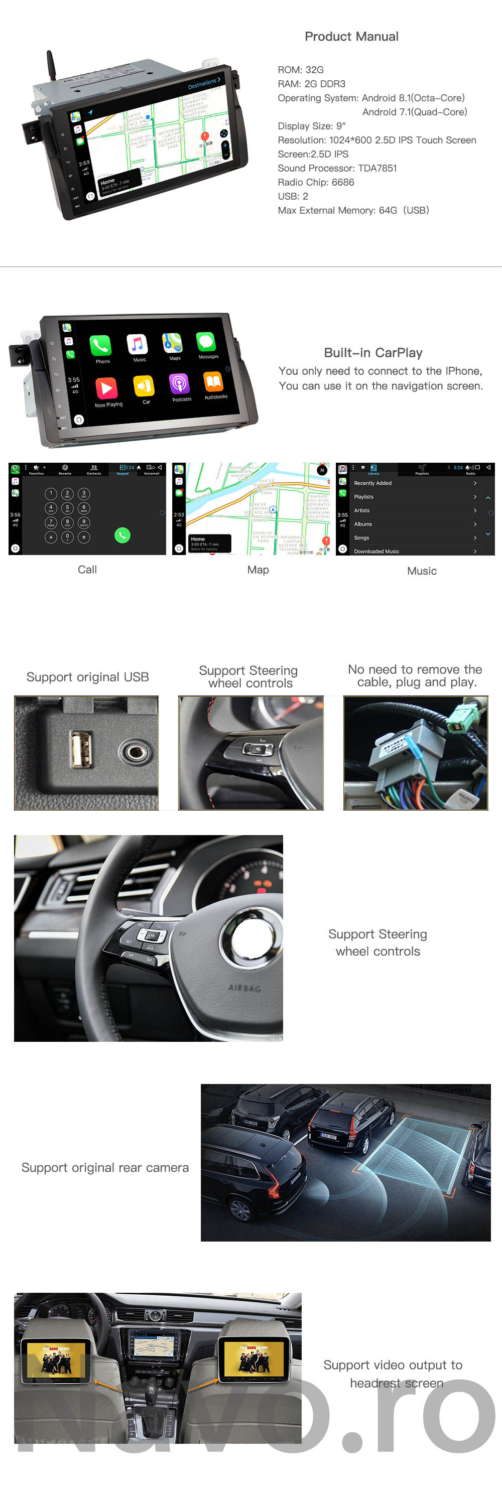 Navigatie auto GPS EW801P8QH9C 06