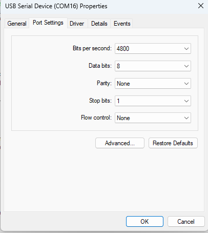 port usb gps setari